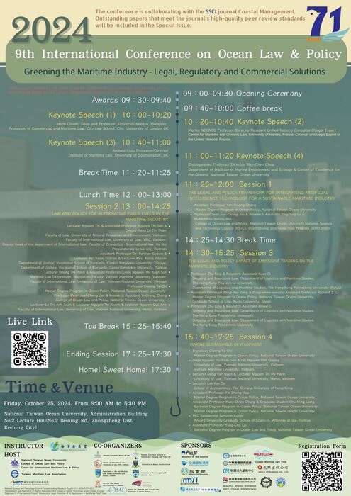 The 9th International Conference on Ocean Law & Policy-Greening the Maritime Industry - Legal, Regulatory and Commercial Solutions